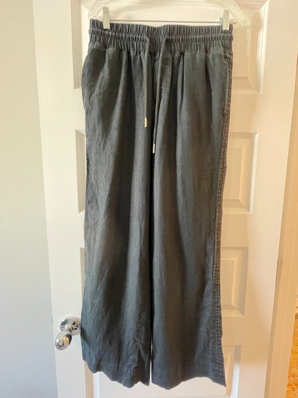 Quince 100% European Linen Wide Leg Pants Black M